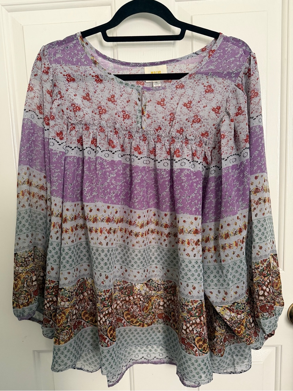 Maeve Lavender Boho Peasant Blouse size XL